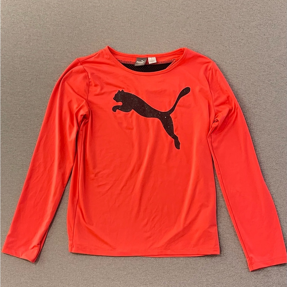 Puma Red‎ Long Sleeve Athletic Top Women’s XL Black Logo Activewear